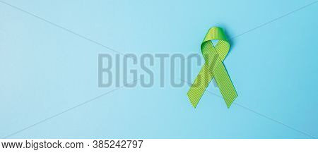 September World Lymphoma And October Mental Health Day Awareness Month, Lime Green Ribbon Color On B