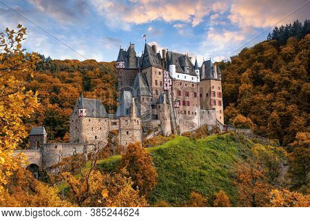 Amazing Panoramic View Of Burg Eltz Castle In Autumn., Rhineland-palatinate, Germany