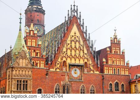 Wroclaw City Landmarks -  Old City Hall (ratusz) At Rynek Square. Wroclaw, Poland.