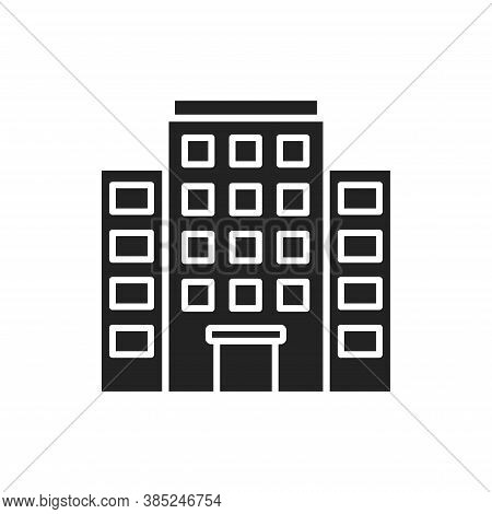 Multi-storey Building Black Glyph Icon. Building With Several Floors At Different Levels Above The G