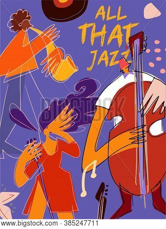 Poster Design Template With Jazz Musicians For Music Event, Festival, Perfomances