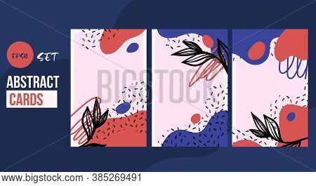 Abstract Shape Conterporary Card Set, Creative Wallpaper Collection, Template For Invitation With Le