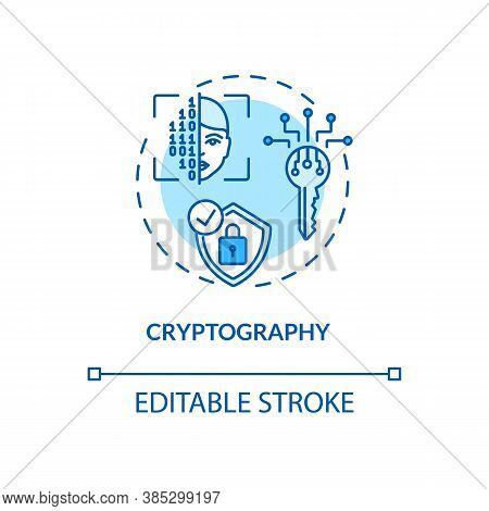 Cryptography Concept Icon. Secure Communications Techniques Idea Thin Line Illustration. Encryption.