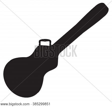 A Shaped Acoustic Guitar Case Silhouette On A White Background