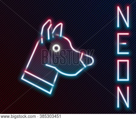 Glowing Neon Line Dog Head Icon Isolated On Black Background. Colorful Outline Concept. Vector