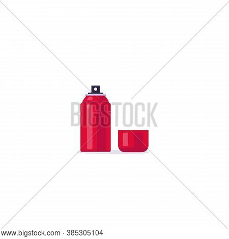 Body Spray Aerosol. Spray Flat Style Vector. Red Paint, Or Other Graffit Color. Deodorant Or Other H