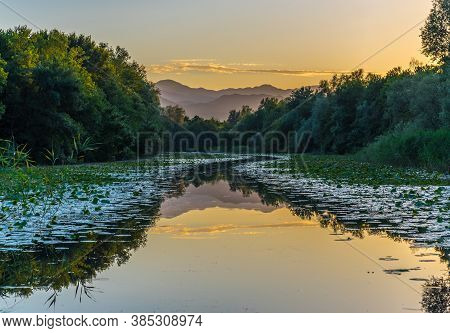 Chernoyevich's River Is Especially Beautiful At Sunset In An Environment Of The Mountains Of Montene