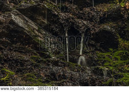 Waterfall Near Kouty Nad Desnou Village In Summer Day