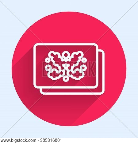 White Line Rorschach Test Icon Isolated With Long Shadow. Psycho Diagnostic Inkblot Test Rorschach. 