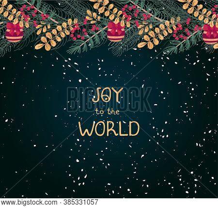 Vector Christmas Greeting Card With Illustration Of Wreath. Use It As Invitation, Greeting Card, Pos