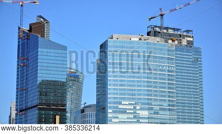 Warsaw, Poland. 14 September 2020. Roundabout Daszynski. New Skyscrapers In The Financial District O