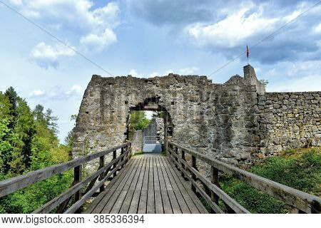 An old historic ruin in a forest in Liechtenstein 24.4.2020