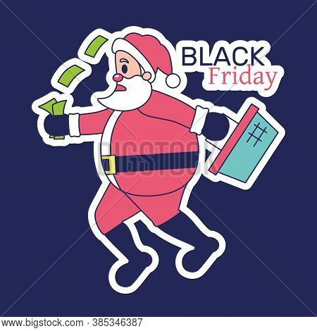 Isolated Santa Clauss Shopping Black Friday Figure - Vector