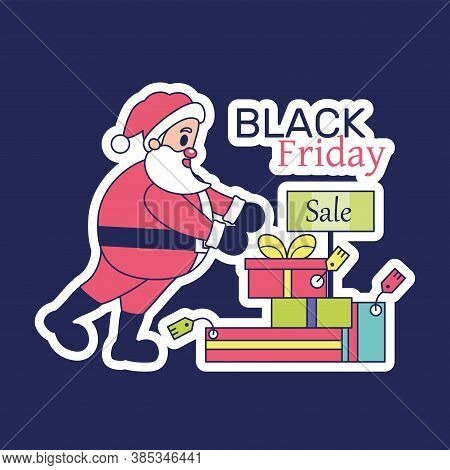 Isolated Santa Clauss Gifts Black Friday Figure - Vector