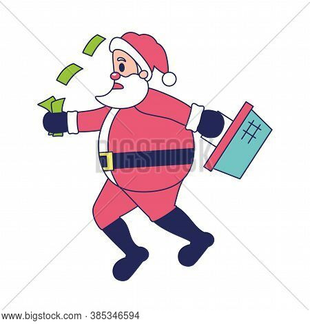 Isolated Santa Clauss Shopping Black Friday Icon - Vector