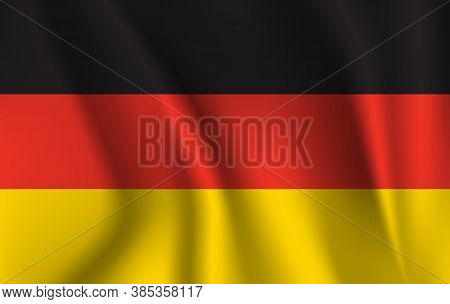 The National Flag Of Germany. The Symbol Of The State On Wavy Silk Fabric. Realistic Vector Illustra