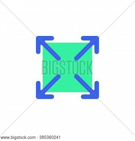 Full Screen Arrows Icon Vector, Filled Flat Sign, Maximize Expand Bicolor Pictogram, Green And Blue 