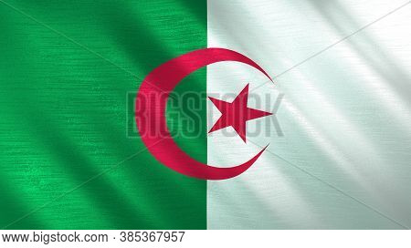 The Waving Flag Of Algeria. High Quality 3d Illustration. Perfect For News, Reportage, Events.