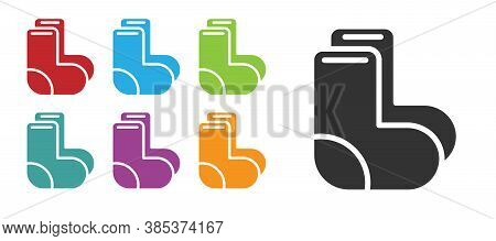 Black Valenki Icon Isolated On White Background. National Russian Winter Footwear. Traditional Warm 