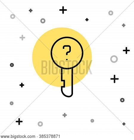 Black Line Undefined Key Icon Isolated On White Background. Random Dynamic Shapes. Vector Illustrati