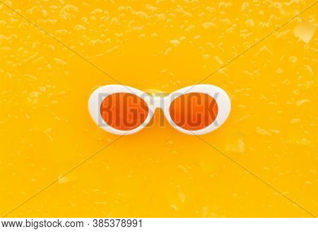 Summer And Relax Time With Orange Juice And Colorful Glasses.enjoy With Fruit Drink Concepts