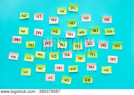 Yes And No On Color Notepaper.voting Or Research Concepts