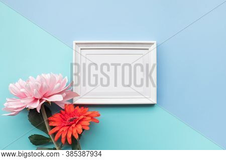 Picture Frame With Colorful Flower.background Design Decoration