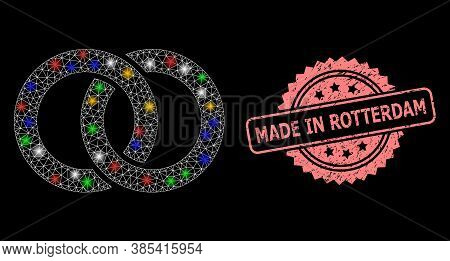 Glowing Mesh Net Wedding Rings With Bright Dots, And Made In Rotterdam Grunge Rosette Seal Imitation