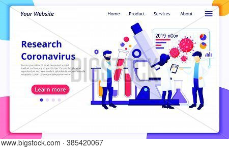 Research Laboratory Concept For Covid-19 Corona Virus With Scientists Working At Medicine Laboratori