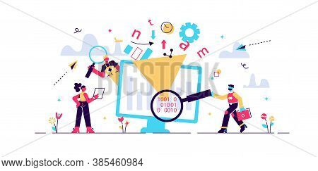 Data Filter Vector Illustration. Flat Tiny Information Selection Persons Concept. Technological Arti