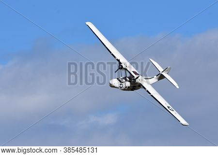 Ickwell, Bedfordshire, England - September 06, 2020: Vintage Pby-5a Catalina 