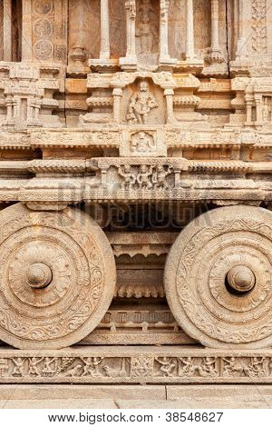 Sten vogn i Pia tempel. Hampi, Karnataka, Indien