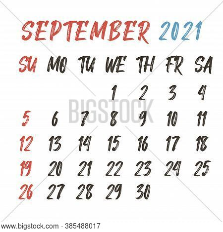 Calendar 2021. Hand Drawn. Week Start Sunday Corporate Design Planner Template