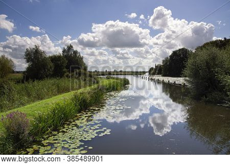 View Over The Enkele Wiericke Canal Near The Wierickerschans Fortress Close To The Dutch Village Bod
