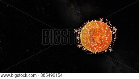 An Illustration Of Venus Isolated On A Black Background With Phosphine.the Phosphorus Was Detected I