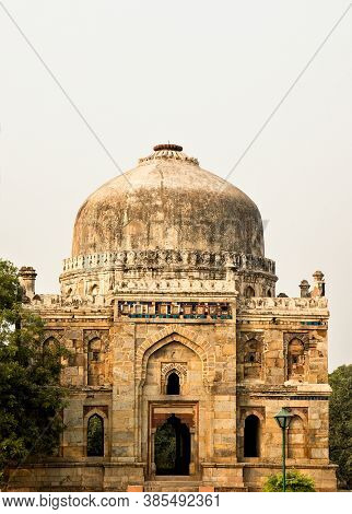 View Of The Ancient Mughal Mausoleum Sheesh Gumbat In Park Lodi Gaden In New Delhi, India