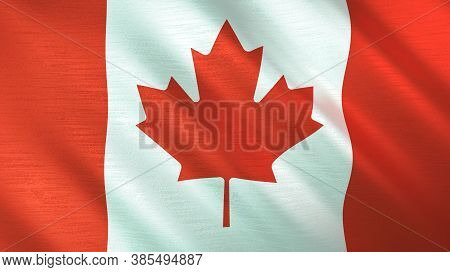 The Waving Flag Of Canada. High Quality 3d Illustration. Perfect For News, Reportage, Events.