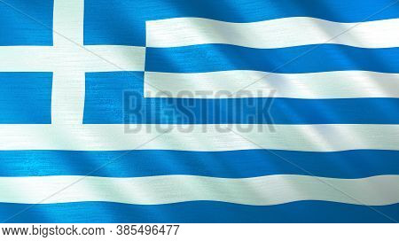 The Waving Flag Of Greece. High Quality 3d Illustration. Perfect For News, Reportage, Events.