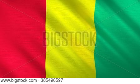 The Waving Flag Of Guinea. High Quality 3d Illustration. Perfect For News, Reportage, Events.