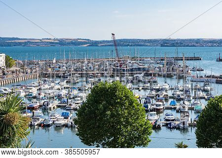 26th July 2018-torquay, Devon, England, Uk : Torquay Devon Marina With Boats And Yachts On Beautiful