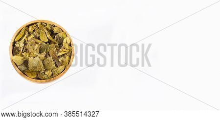 Dried Peruvian Coca Leaves In The Bowl - Erythroxylum Coca