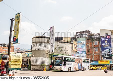 Nantou, Taiwan - September 8th, 2020: bus place at Kuo-Kuang Motor Transport Station at Puli town, Nantou, Taiwan