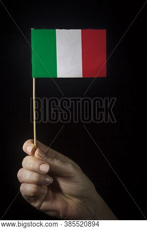 Hand With Small Flag Of State Of Italy