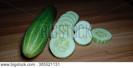 Testy And Healthy Fresh Cucumber On Tree And Cucumber Stock