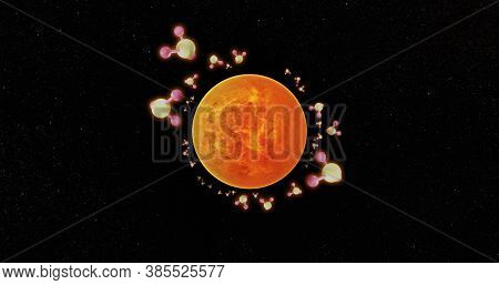 An Illustration Of Venus Isolated On A Black Background With Phosphine.the Phosphorus Was Detected I