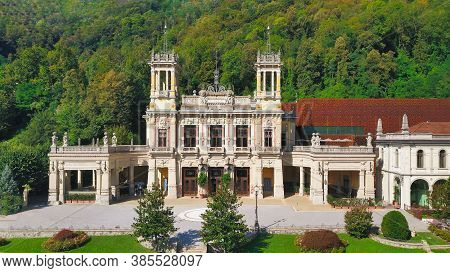 Municipal Casino Of San Pellegrino Terme Bergamo Italy From Aerial Vision