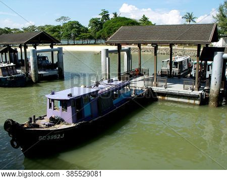 Singapore, March 5, 2016: Ferry At A Jetty At Changi Point Ferry Terminal, Singapore
