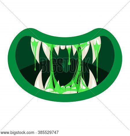 Monster Mouth Creepy And Scary. Funny Jaws Teeths Creatures Expression Monster Horror Saliva Slime. 