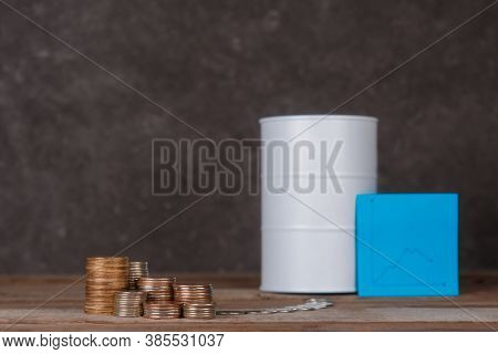 Financial Crisis Of Oil. Currency Fall. Coins