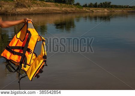 Red Life-jacket. Necessary Object For Safe Sailing.